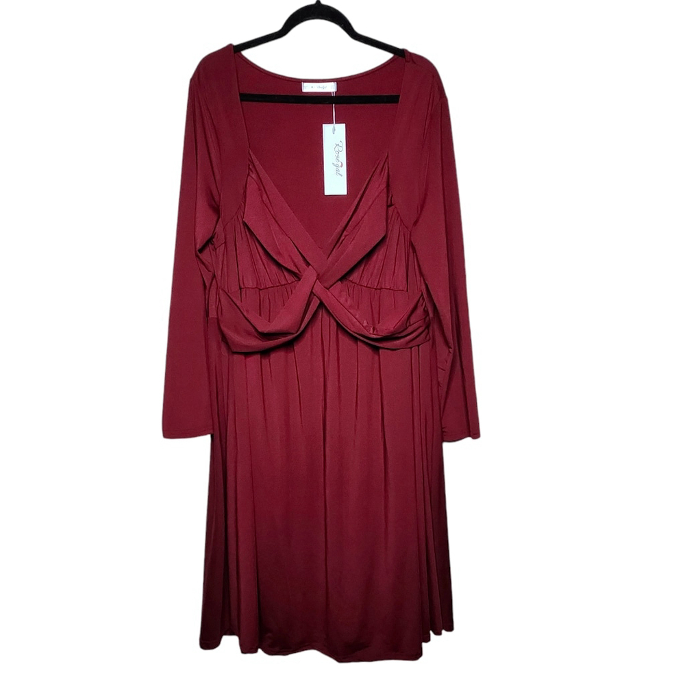 Women's Rosegal Plus Size Stretchy Cocktail Dress Burgundy Red Sz 4X / 22W
